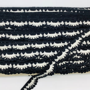 (White & Black) 1-1/4" Crochet Lace Edge - 3 Yards