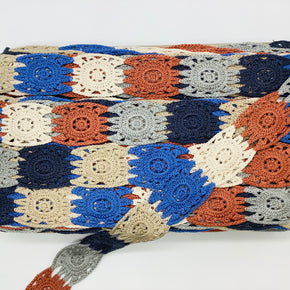(Beige, Denim Blue, Grey, Cinnamon, Lt. Beige & Cobalt Blue) 1-3/4" Crochet Lace Galloon - 3 Yards