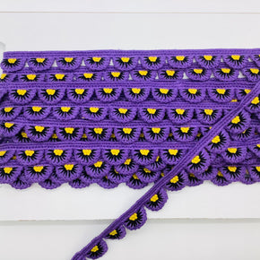 (Lilac, Black & Yellow) 7/8" Crochet Edge - 4 Yards