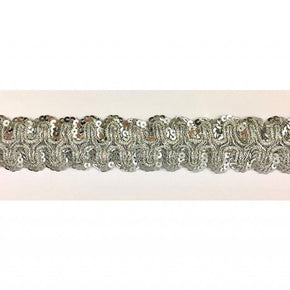 Trimplace 1 3/8" Silver Stretch Sequin Galloon