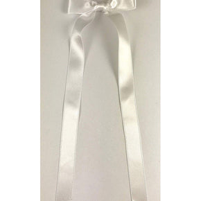 Trimplace White Satin Large Bow - 7 1/2" High x 2 3/4 Wide at the top
