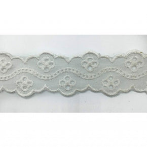 Trimplace White 1 1/8 Inch Eyelet Galloon with Faggotting