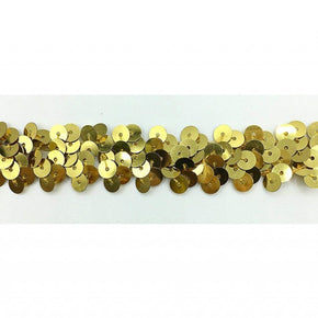 Trimplace 3/4" 2 Row Gold Zig Zag Stretch Sequin