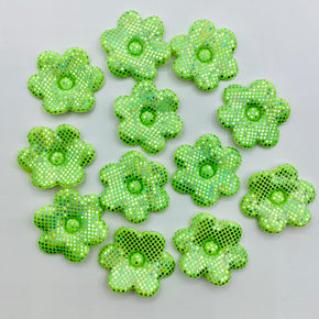 Lime Flower Applique with Silver Dots