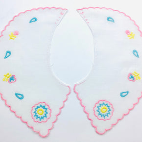 White Whimsical Batiste Collar with Lt. Pink Scallop