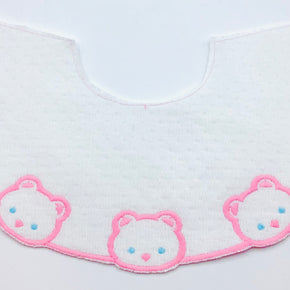 White Point D'Esprit Baby Yoke with Pink Cats & Aqua Eyes