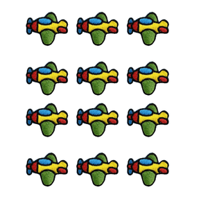 Airplane Applique – Press-On Patch | 1-1/8" x 1" (2.86 cm x 2.54 cm) | 12 Pieces | Iron-On, Stick-On, or Press-On for Kids Clothing, Crafts & DIY Projects