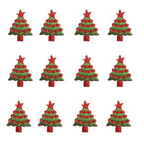 Christmas Tree Appliqués – 3/4" x 1" (1.9 cm x 2.54 cm) – Iron-On, Stick-On & Press-On – 12 Pieces