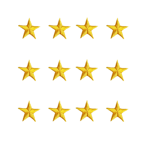 Gold Star Embroidered Press-On Appliqué – 7/8” – Pack of 12 – Iron-On, Stick-On or Press-On
