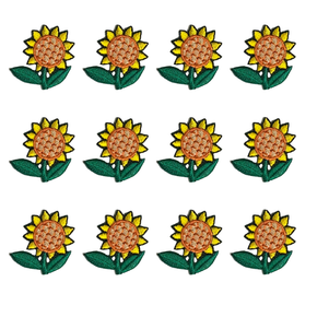 Trimplace Sunflower Press-On Appliqué – 1" x 1" – Pack of 12 – Embroidered Iron-On or Stick-On Patch for Crafts & Clothing