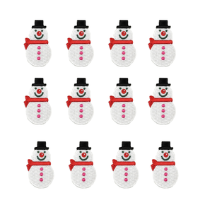 Snowman Applique – Press-On Patch | 1" x 1-5/8" (2.54 cm x 4.13 cm) | 12 Pieces | Iron-On, Stick-On, or Press-On for Winter Crafts, DIY Projects & Clothing Decoration