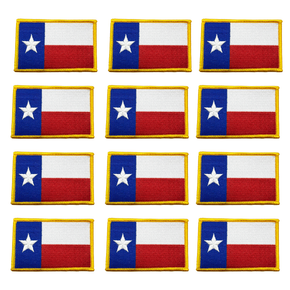 Texas Flag Iron-On Patch – 2-1/4" x 3-1/2" (5.7 cm x 8.9 cm) – Heat Seal Applique – 12 Pieces