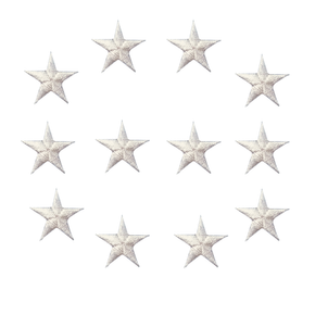 White Star Embroidered Press-On Appliqué – 7/8” – Pack of 12 – Iron-On, Stick-On or Press-On