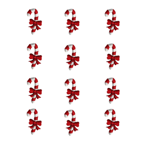 Candy Cane Appliqué – ¾" x 1¼" – Set of 12 Press-On, Iron-On, Stick-On Embroidered Christmas Patches for Crafts, Clothing & Holiday DIY Projects