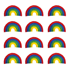 Rainbow Press-On Appliqué – 1-3/8" x 7/8" – Pack of 12 Embroidered Iron-On, Stick-On or Press-On Patches for Clothing, Crafts & DIY