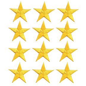 Gold Star Iron-On Appliqué – 1-1/4” – Pack of 12 Embroidered Heat Seal Patches