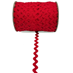 Red 1/2" (12mm) Ric Rac Trim – Polyester Zig Zag for Sewing, Crafts, Apparel & DIY Decorations - 24 Yards