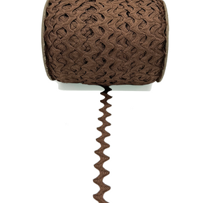 Brown 1/2" (12mm) Ric Rac Trim – Polyester Zig Zag for Sewing, Crafts, Apparel & DIY Decorations - 24 Yards