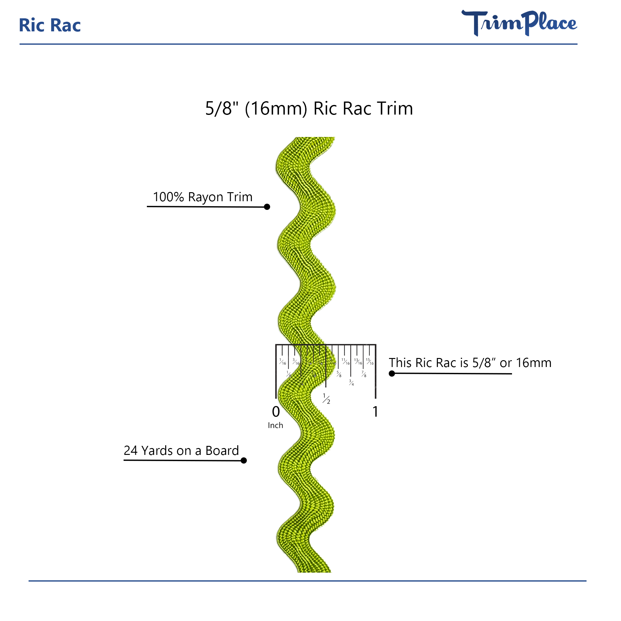 Rayon Ric Rac Lime 5/8