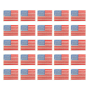 25 pcs or 100 pcs American Flag Embroidered Applique Patch 1" x 1-1/2" – Iron-On or Sew-On Patriotic Patches for Clothing, Bags & DIY Crafts