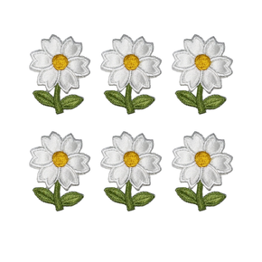 Daisy Appliqué – 2" x 2.5" (5.08 cm x 6.35 cm) – Heat-Seal Iron-On Patch – 6 Pieces – Press-On, Iron-On or Sew-On for Clothing, Bags, Crafts & DIY Projects