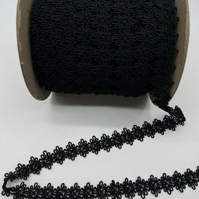 Black 1" Gimp Star Trim - 10 Yards