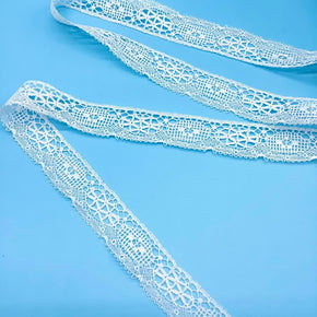 White 1-1/8" 100% Cotton Lever Lace - 8 Yards