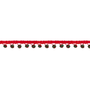 Green/Red/Gold 1-1/4" Ball Fringe with 1/2" Pom Pom