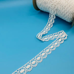 White 1-1/4" Raschel Lace Edge - 15 Yards