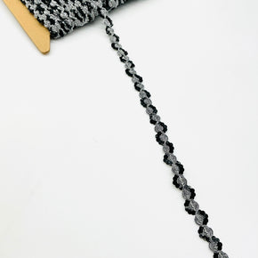 Black/Silver 1/2" Sequin Trim with Starglow - 9 Yards
