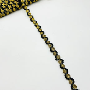 Black/Gold 1/2" Sequin Trim with Starglow - 9 Yards
