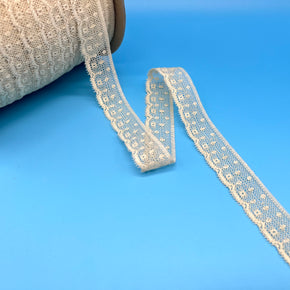 Dark Natural 100% Cotton 1"  Vintage Lever Lace - 10 Yards