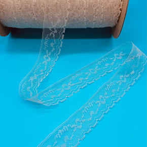 Natural 1-3/8" Net Lace Edge with Repeating Pico Scallop - 18 Yards