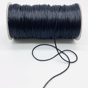 Black Satin Cord Rattail Chinese Knot 2mm - 100 Yards