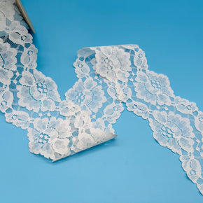 White 3-1/4" Rose Lace Galloon - 8 Yards