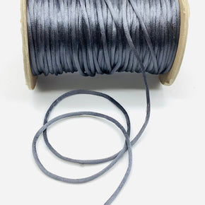 Dark Grey Satin Cord Rattail Chinese Knot 2mm - 100 Yards