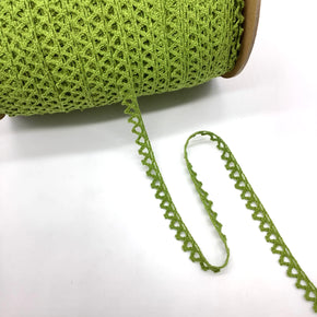 Olive 3/8" 100% Cotton Cluny Lace - Sawtooth Crochet Lace Design - 18 Yards