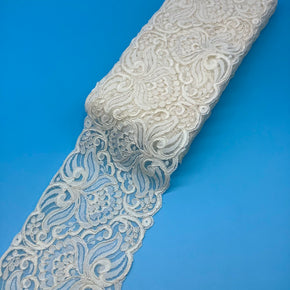 5-3/4" Ivory Re-Embroidered Lace Galloon - 5 Yards