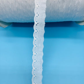 White 3/4" Teardrop Mini Eyelet Edge - 12 Yards