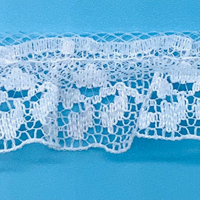 WHITE 3/4 INCH RUFFLED FLORADELLE LACE