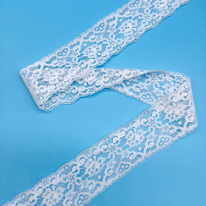 White 2-1/4" Pico Edge Floral Lace - 10 Yards