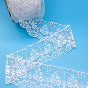 White 3-1/2" Floral Lace Edge - 10 Yards