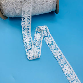 Off White 1-1/4" Vintage 100% Cotton Lever Lace - 8 Yards