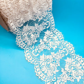 Ivory 8-1/2" Vintage Lever Lace Galloon with Eyelash Scallop - 5 Yards