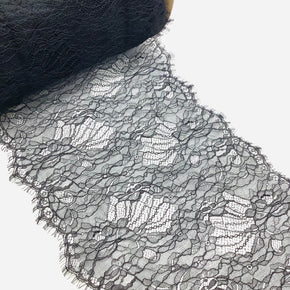 Black 12" Eyelash Lace Galloon - 5 Yards
