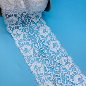 White 5-3/4" Floral Lace Galloon - 8 Yards