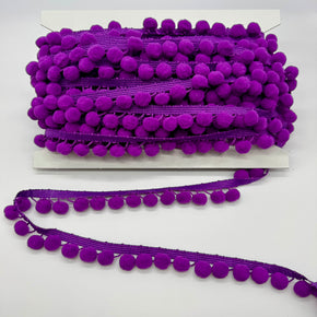 Purple 1-1/4" Ball Fringe with 1/2" Pom Pom - 18 yards