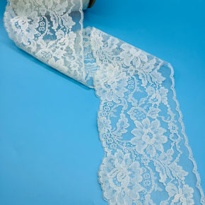 Ivory 5-1/2" Leavers Lace - French Style Floral Design - 8 Yards