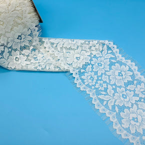 Ivory 5-1/2" Leavers Chantilly Style Galloon Lace with Eyelash Edges - 3 Yards