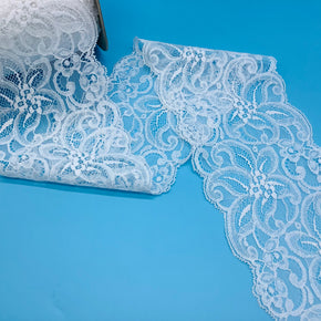 White 5-1/4" Lace Galloon with Stylized Flower - 8 Yards